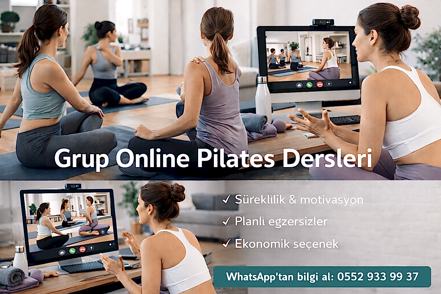 online pilates canli ders - grup online pilates gorunumu